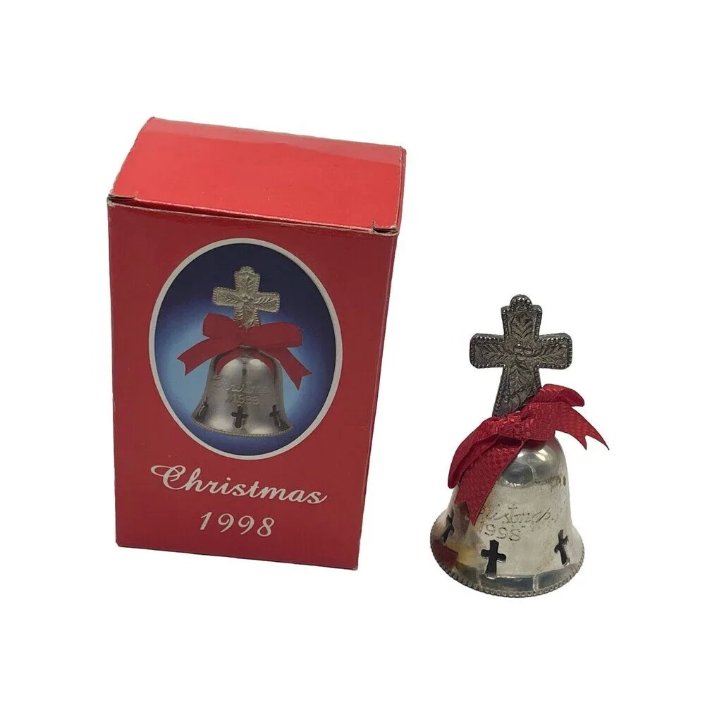 VINTAGE International Silver Co Silverplated Christmas Bell 4” Ornament. 1998